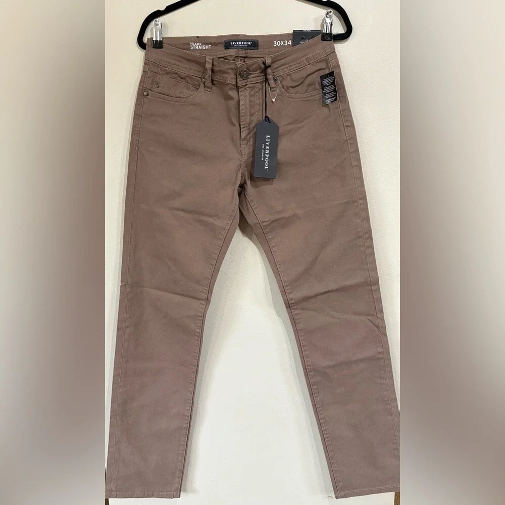 Liverpool Men's 30x34 Cub Relaxed Straight‎ Pants Brown Casual NEW